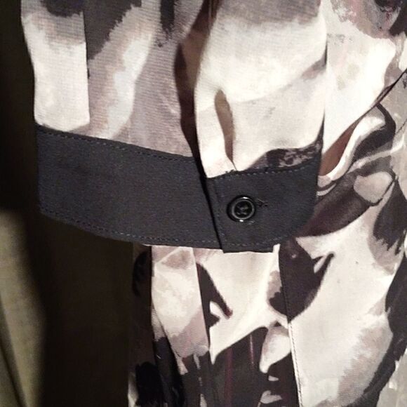 Massimo Black White Button up Sheer Blouse - Picture 6 of 9